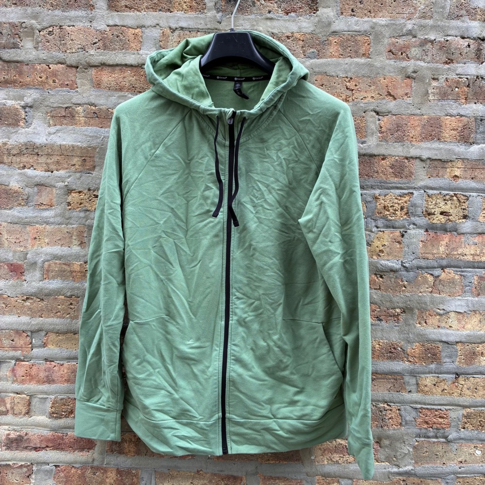Gaiam Womens Medium Sage Green Full Zip Hoodie Raglan Sleeve Yoga Sweatshirt M
